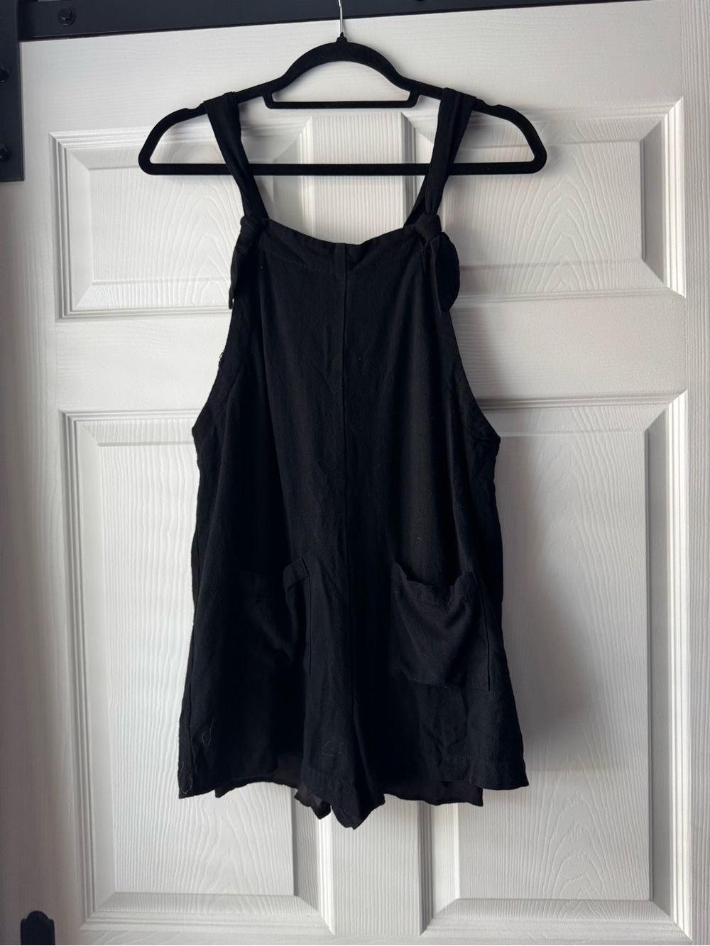 Altar’d State Black Tie-Strap Romper | Textured Fabric | Pockets | Size S